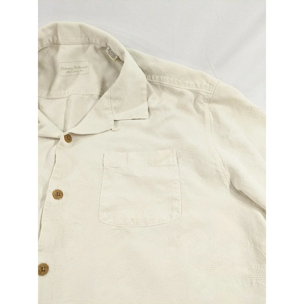 Men's Tommy Bahama Original Fit 100% Silk Casual‎ Button Up XL Ivory